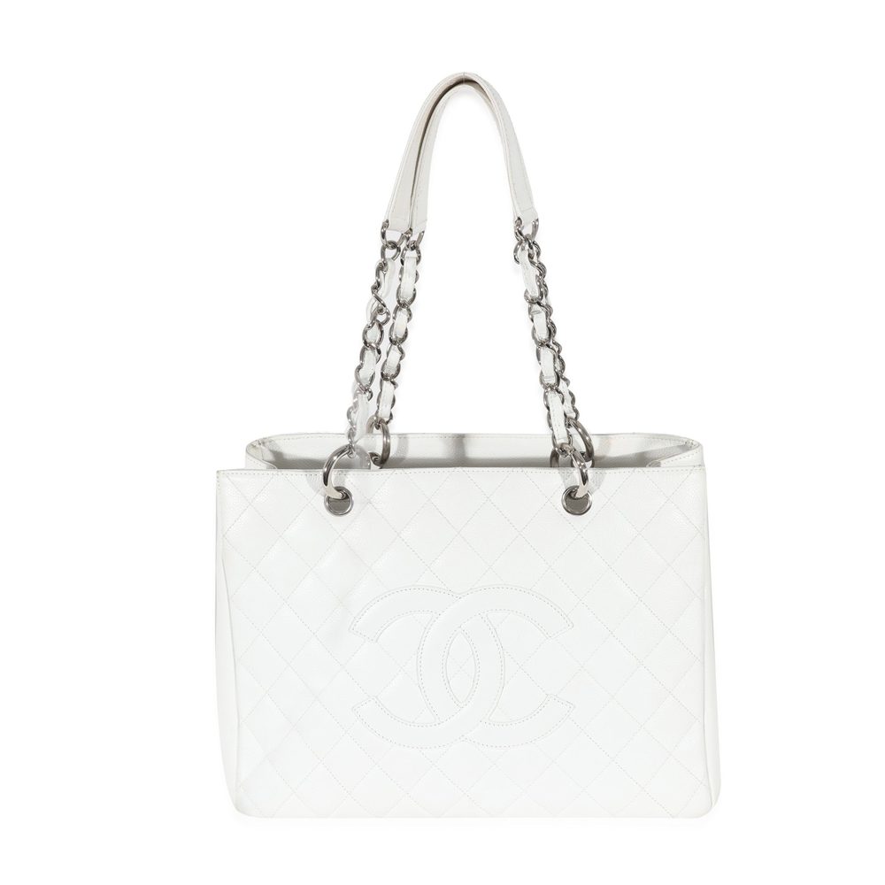 Chanel White Caviar Grand Shopping Tote